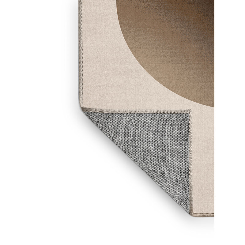 Machine Washable Parlin Yin Yang Symbol Minimalist Rug in Beige – Beige Binding, 2x3