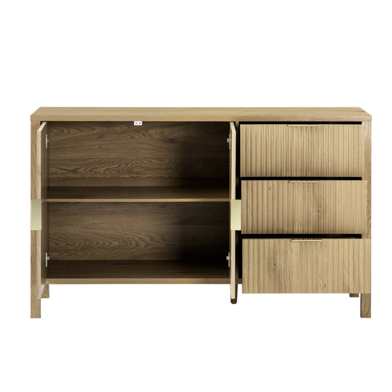 Modern Wave-Pattern Sideboard With 3 Drawers