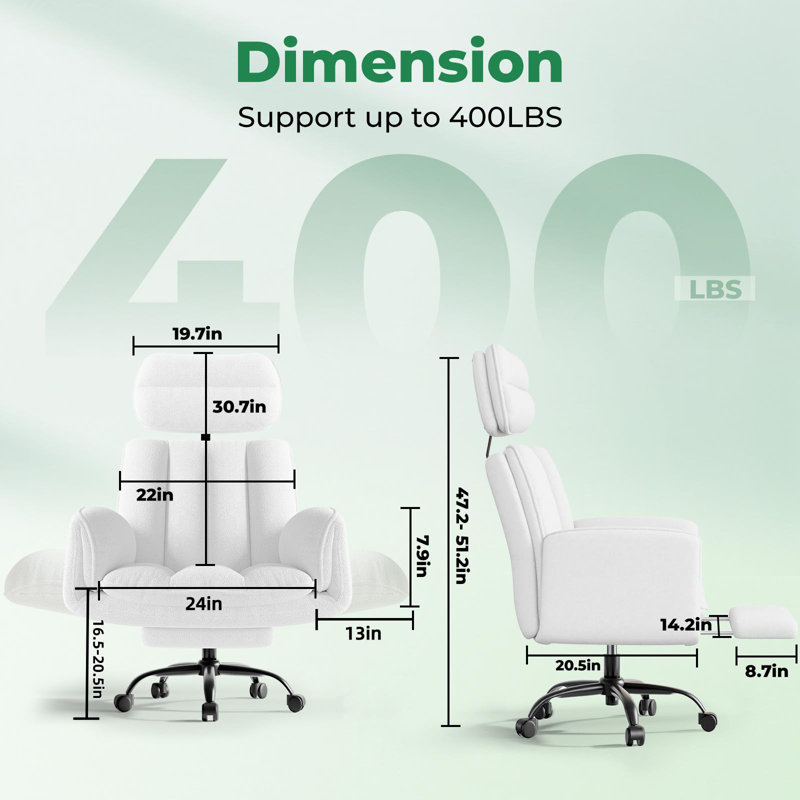 Criss Cross Office Chair with Armrests & Wheels, Comfy Velvet Vanity Chair, Ergonomic Executive Gaming Computer Chairs with Foot Rest, Wide Seat Reclining Desk Chair, White