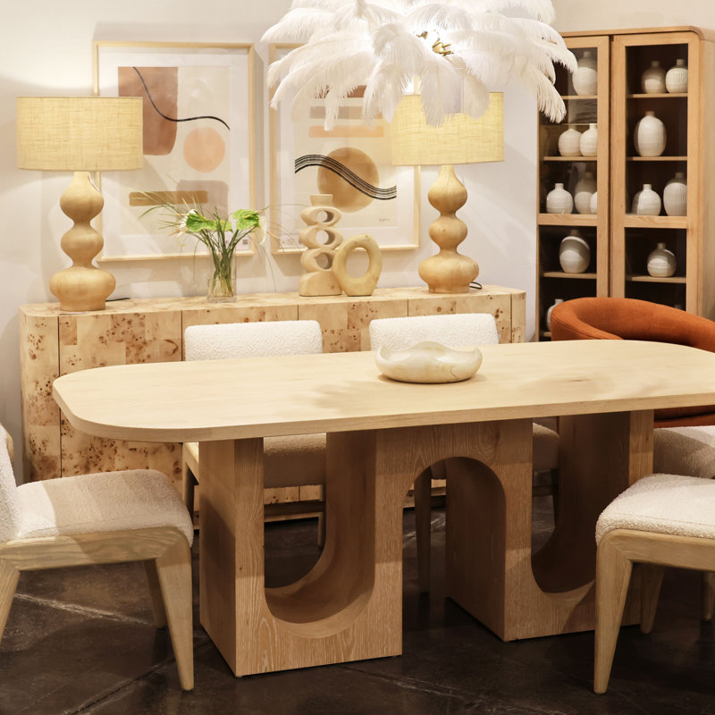 June 83.8" Solid Oak Dining Table
