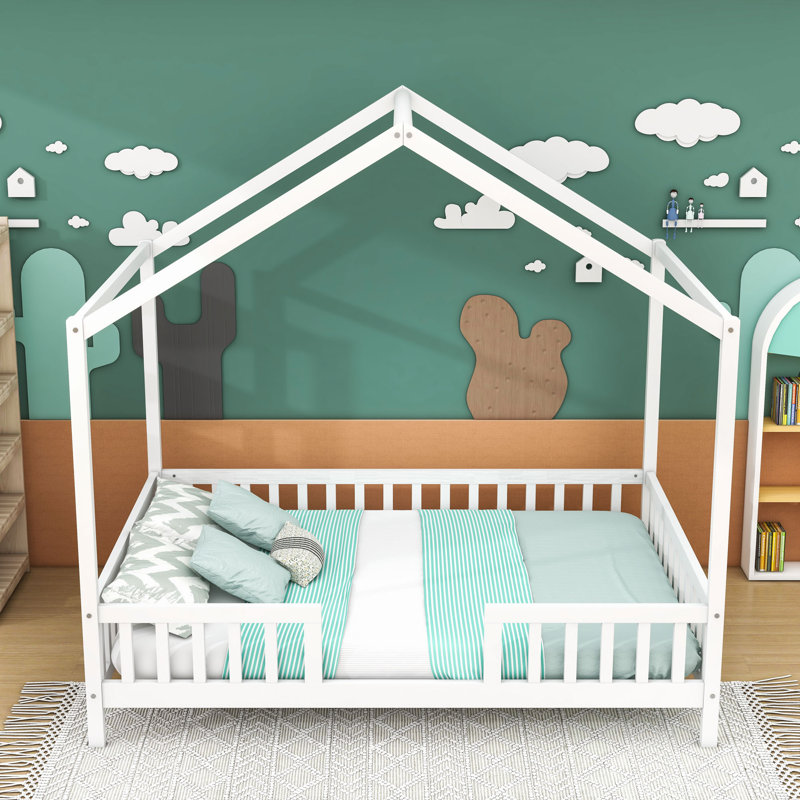 House Bed With Slats, Full, White