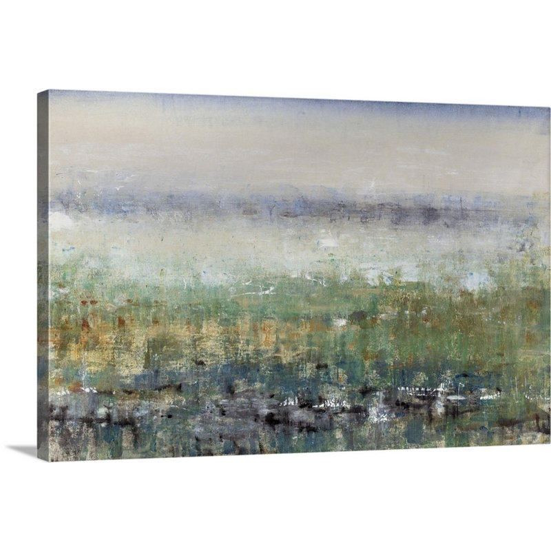 «Mist in the Field», peinture sur toile, Toile tendue, H 20 po x l 30 po x p 1,25 po