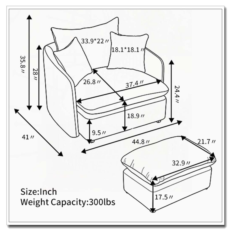 Coussin de fauteuil pivotant sur 360 ° avec 3 coussins, 1, Gris foncé