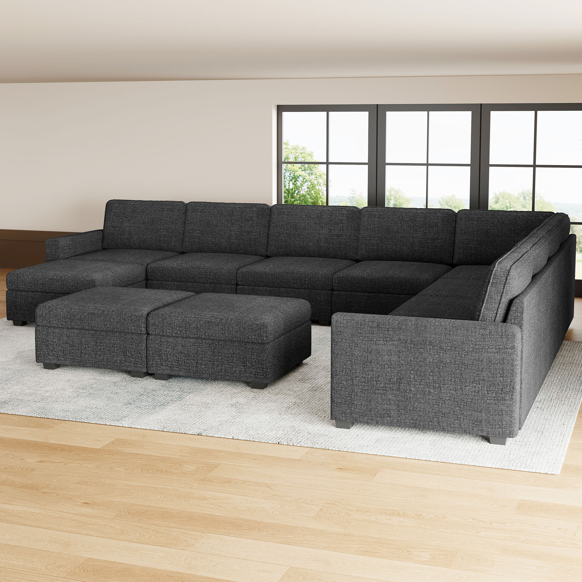 Latitude Run® Oversized Modular Corner Sectional U Shaped Sectional ...