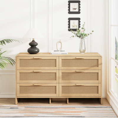 Arc-shaped Corner Cabinet with Multiple Rattan Drawers
