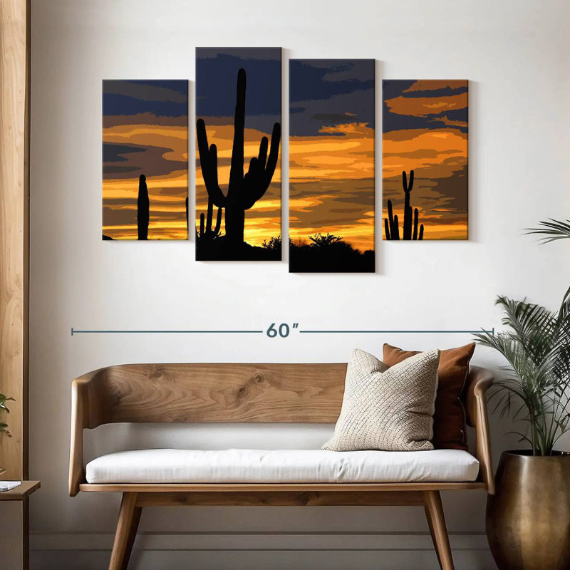 Cactus Sunset Illustration I, 32" H x 52" W