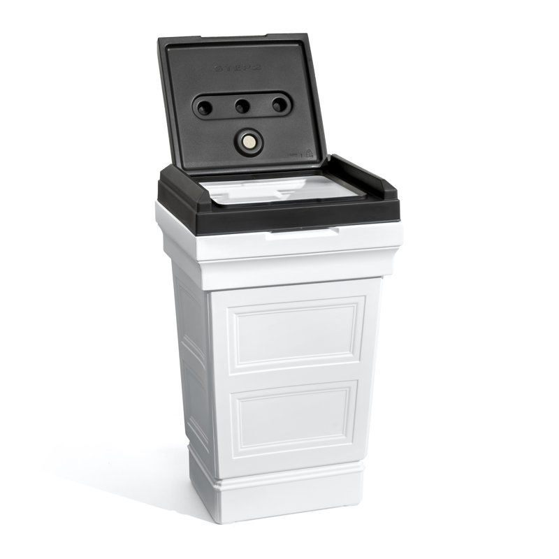 Step2 Atherton Patio 33 Gallon Trash Can , White