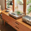 Solid Wood TV Stand with Unique Arc Design-106686635