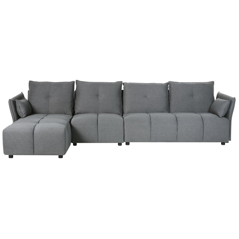 Aidas 4 Seater Sofa & Chaise, Dark Grey