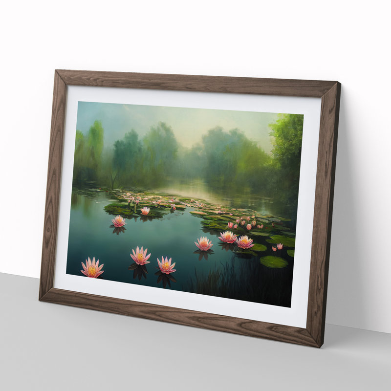 Special Water Lily Pond - Framed Print, 25cm H x 34cm W, Walnut Frame