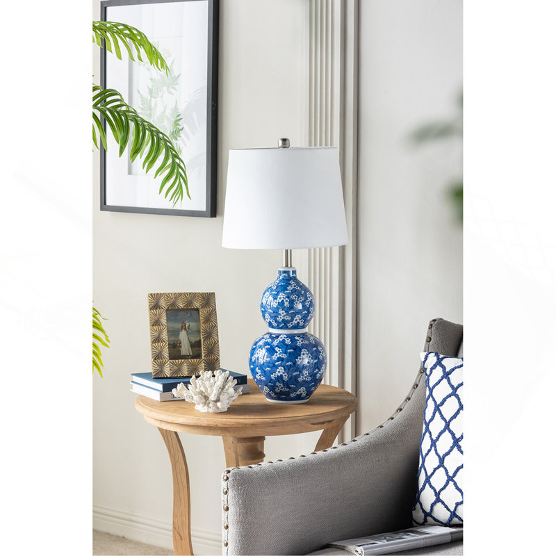 D13x25,7 "Vase rond en céramique à deux niveaux bleu et blanc
