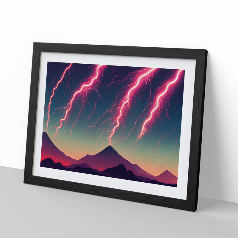 Magical Lightning Storm - Single Picture Frame Print, 34cm H x 46cm W x 2cm D, Black