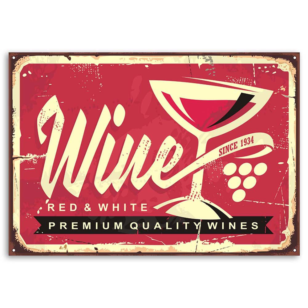 Leinwandbild Red Wine Sign Retro