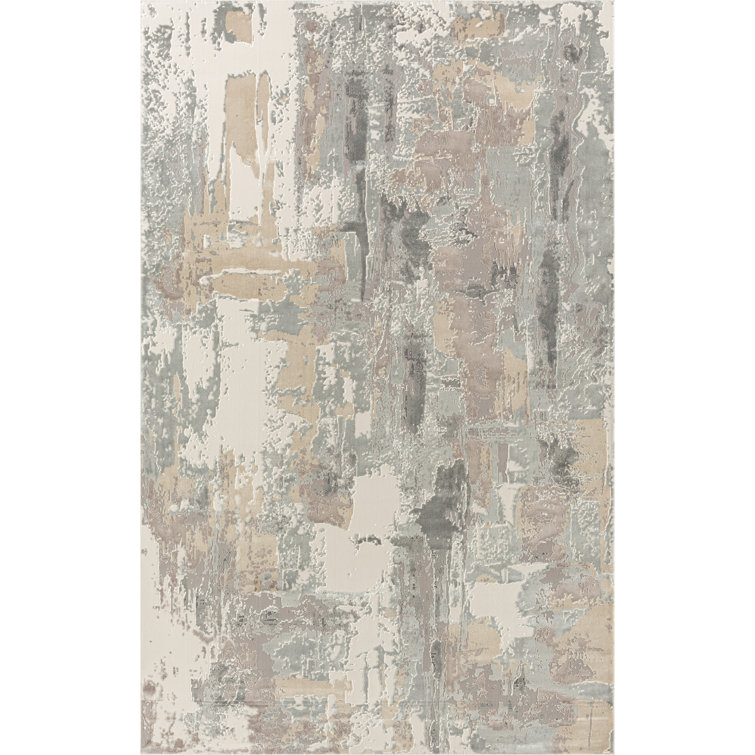 Quinlan Lux Modern Abstract Beige/Gray Rug with High-Low Texture