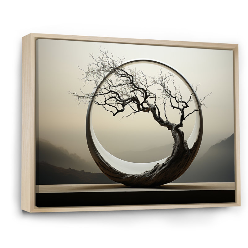 Reproduction sur toile «Bonsai», Japon, H 16 po x l 32 po x P 1 po, Cadre naturel flottant