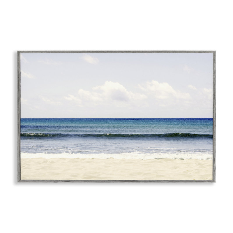 Giclée encadrée Summer Seaside Escape, design par Gemma Bardot, H 16 po x l 24 po, Giclée de ferme grise encadrée