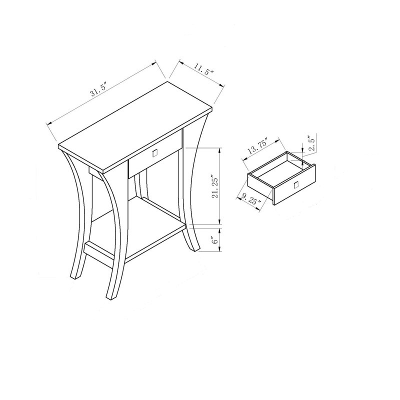 Shaleya 31.5'' W Rectangle Accent,Modern Console Table,Sofa Table with One Drawer and One Shelf