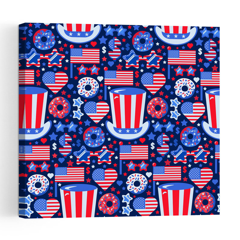 Patriotic Celebration Pattern Abstract Contemporary Landscape Nature Wall Art Print 1 Piece Wrapped Canvas Wall Art