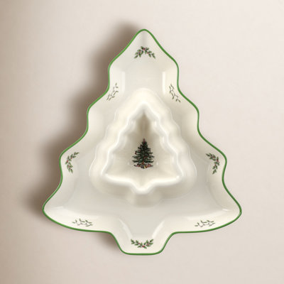 Spode Christmas Tree Chips and Dip Platter
