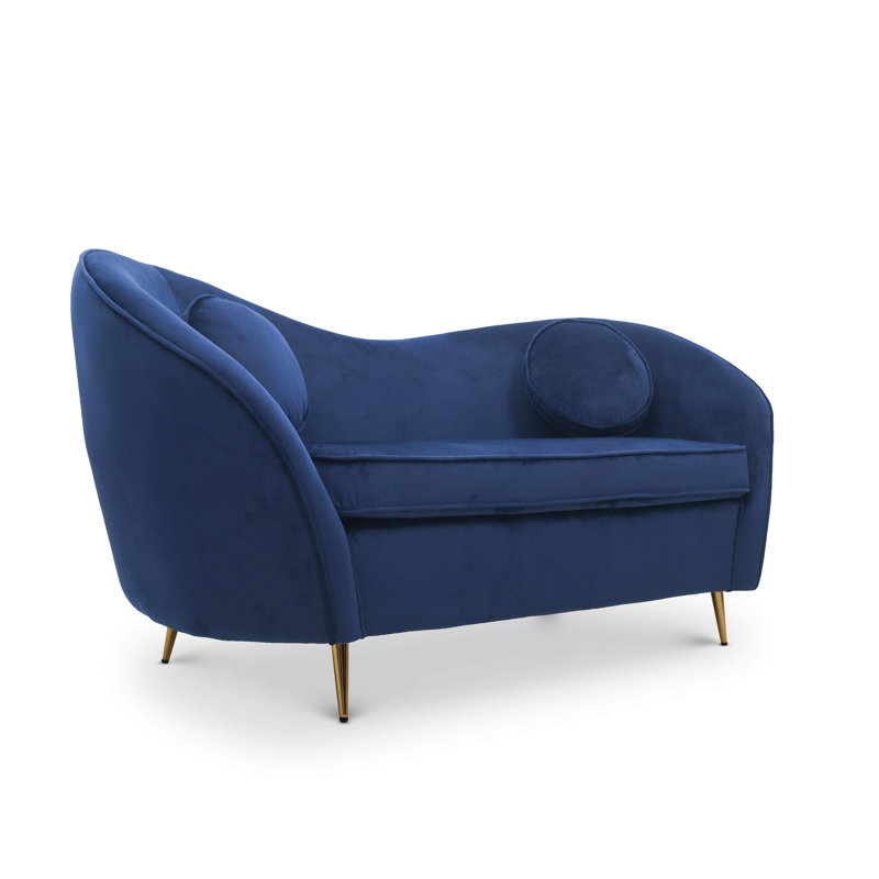 Velvet 2 Seater Sofa, Blue, Gold