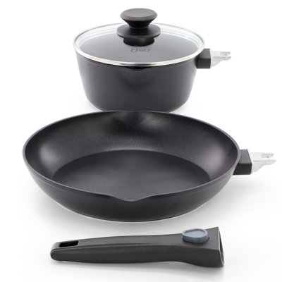 Oster Smarthandle Advance 4 Piece Nonstick Aluminum Cookware Set in Black