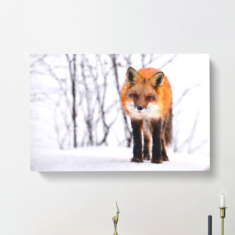 Red Fox In A Winter Forest - Wrapped Canvas Print, 35cm H x 50cm W x 3cm D