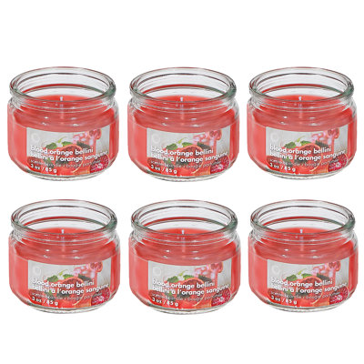 Pot en verre parfumé 3 oz Bellini orange sanglant - ensemble de 6
