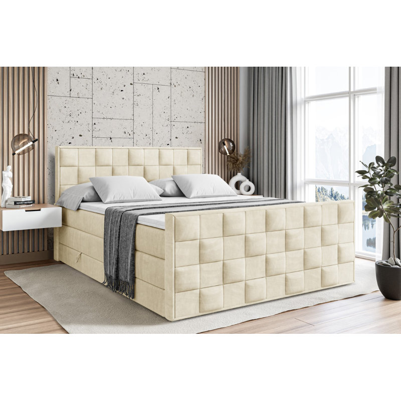 Brenen Bed with Mattress, 120cm W x 200cm D, Beige