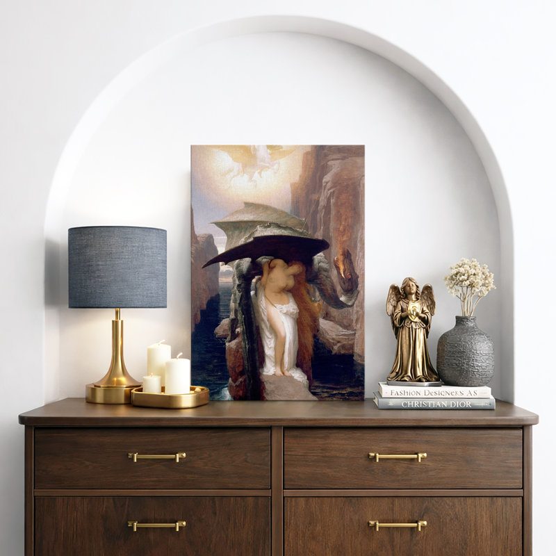 «Mythologique dragon et jeune fille», images classiques classiques, impression sur toile encadrée, Toile tendue