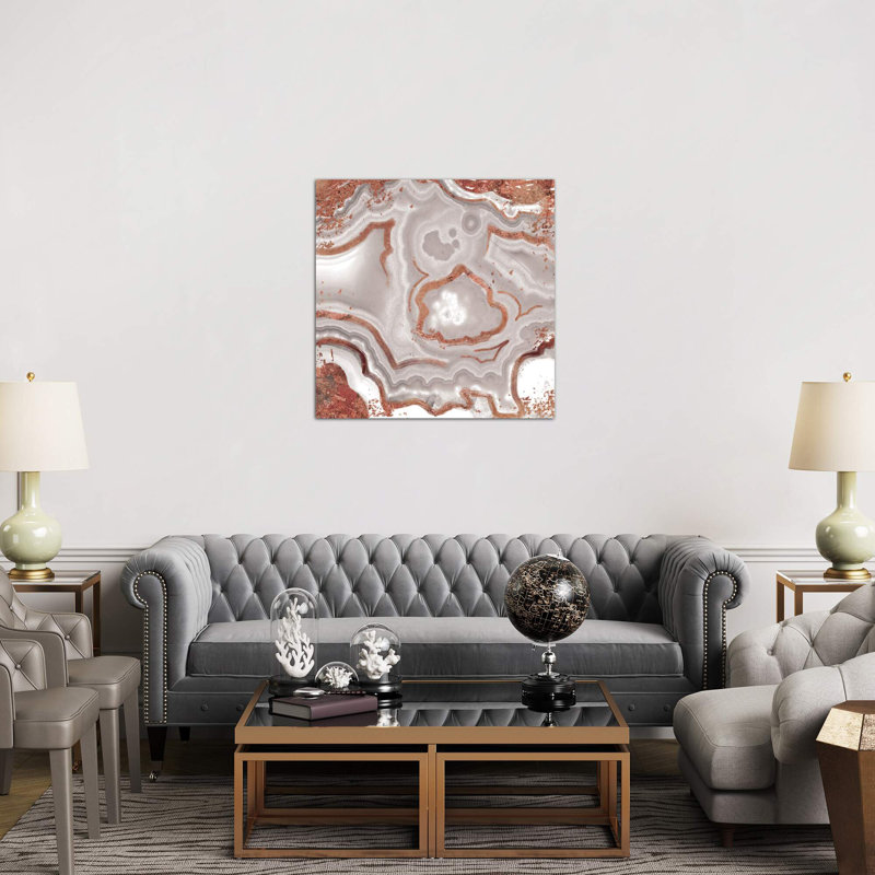 Rose Gold White Luster - Print on Canvas, 45.72 cm H x 45.72 cm W x 1.91 cm D, No Frame
