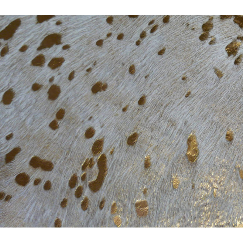 Tapis doré en cuir de vache fait à la main Encinal, Nouveauté 6 pi x 7 pi