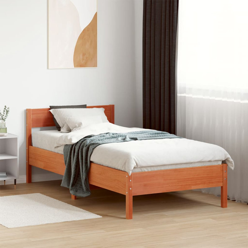 Anthoine Solid Wood Bed, White, European Single (90 x 200cm)