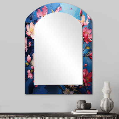 Pomme en fleurs Fauvist Delight I - miroir mural asymétrique unique en forme de pomme