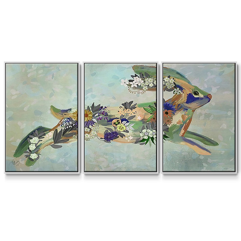 Fantastic Florals Hare, 3 pièces, H 24 po x l 48 po x P 2 po, Blanc