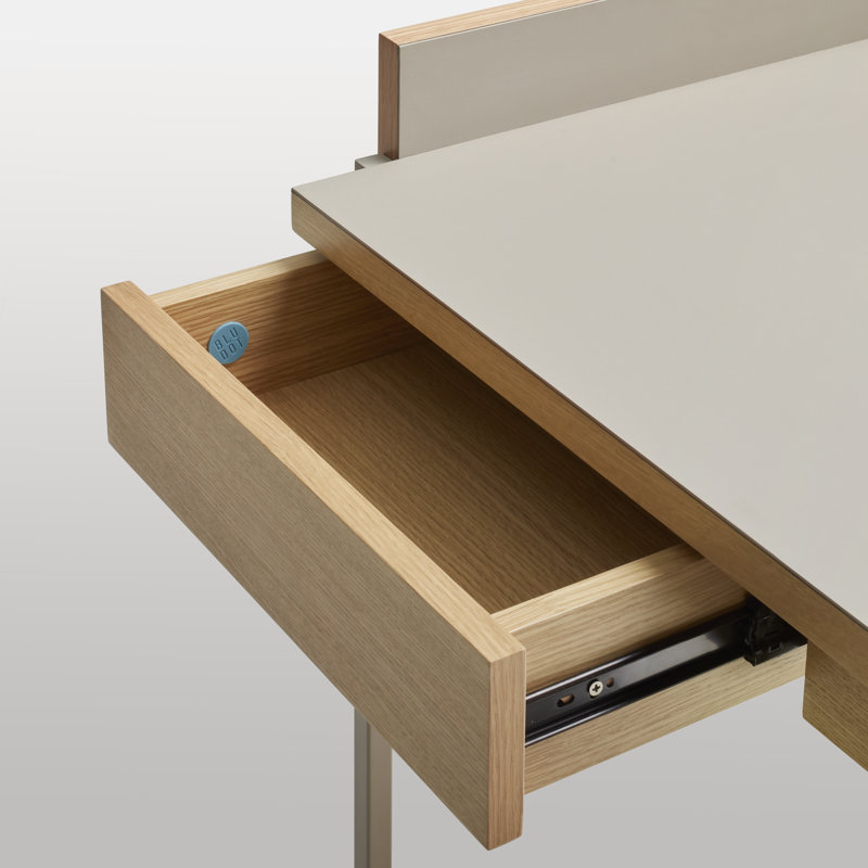 Tabloid Solid Wood Writing Desk, Putty/White Oak