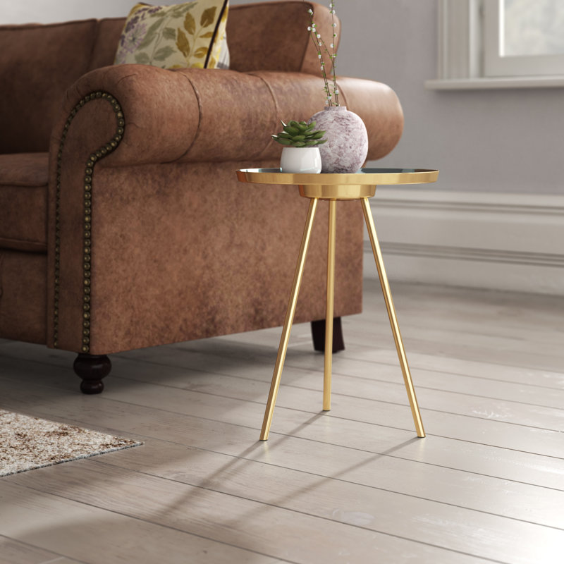 Roger Tray Top End Table, Brass, Blue