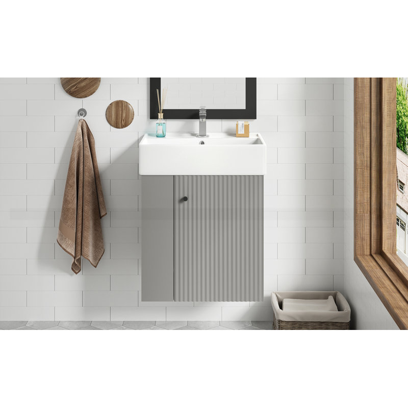 Meuble-lavabo flottant moderne 21,6 po avec lavabo en céramique