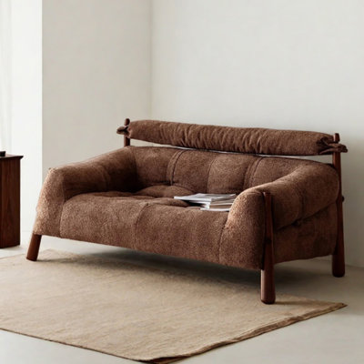 Retro Solid Wood Straight - layout Sofa