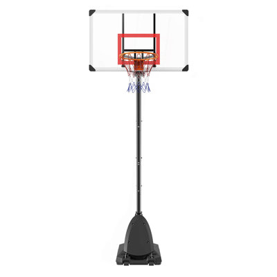 Basketball Hoop, 7.6-10 ft Adjustable Height Portable Backboard System, 50 inch Basketball Hoop & Goal, Kids & Adults Basketball Set with Wheels, Stan