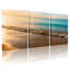 Plage, coucher de soleil doré, plage, vagues, océan, ciel, sable, ensemble de 3 impressions sur toile-879369422