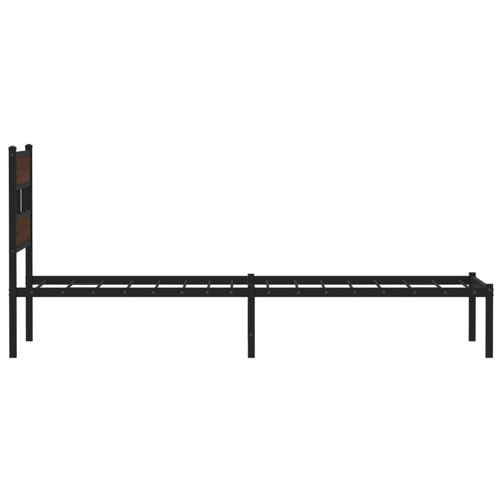 Vidaxl Bed Frame Without Mattress With Headboard Brown Oak 90X190 Cm Single - Image 3