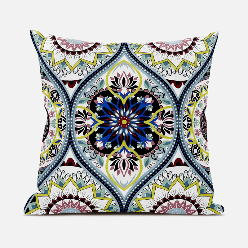 Housse et insert de coussin décoratif en polyester, 18 po x 18 po, Blanc / noir