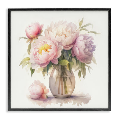 «Blush Pe pivoine Vase», art de la giclée encadrée par LSR Design Studio
