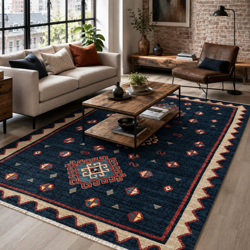 Geometric Cotton and Chenille Flatweave Area Rug, 200 x 300 cm