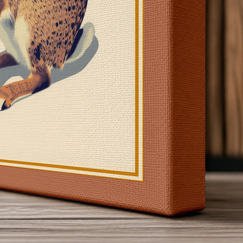 Brown Hare in Profile Botanical - Wrapped Canvas, 30x20 - 76.2 x 50.8 cm, Terracotta Border