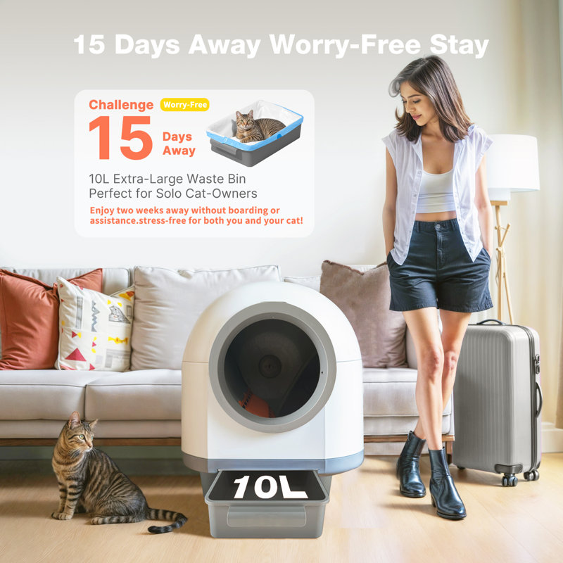 Self Cleaning Cat Litter Box - Extra Large Automatic Litter Box For Multiple Cats, Odor Control & Quiet Operation With App Control, Anti-tracking Design, Works With Ios/android