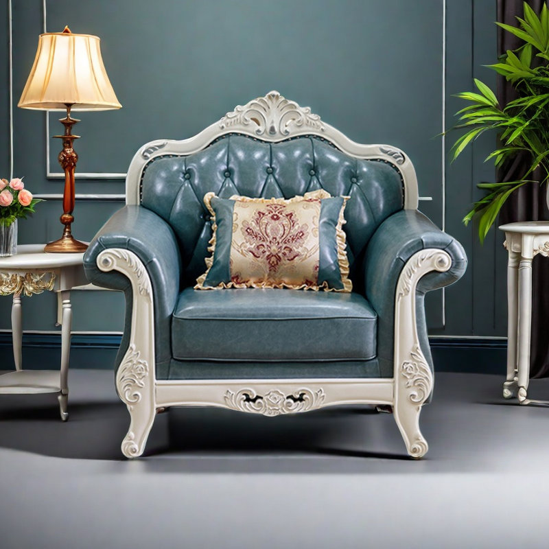 Fauteuil en cuir véritable capitonné de 51,1 po de largeur Sekhmet