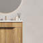 meuble-lavabo sur pied avec panneau rainuré 3D et lavabo en céramique intégré-130000302