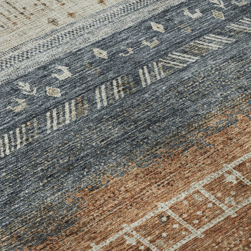Premium Machine Washable Gurubaksh AMF1147 Global Rug, Rectangle 9 pi x 12 pi