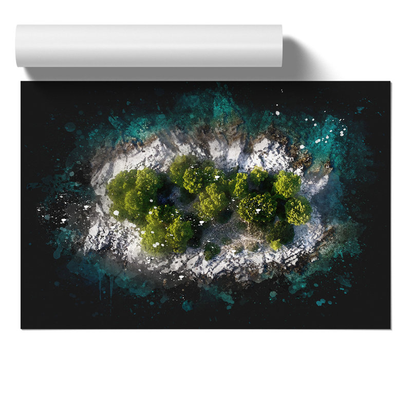 Island in Croatia - Unframed Painting, 59cm H x 84cm W x 0.1cm D